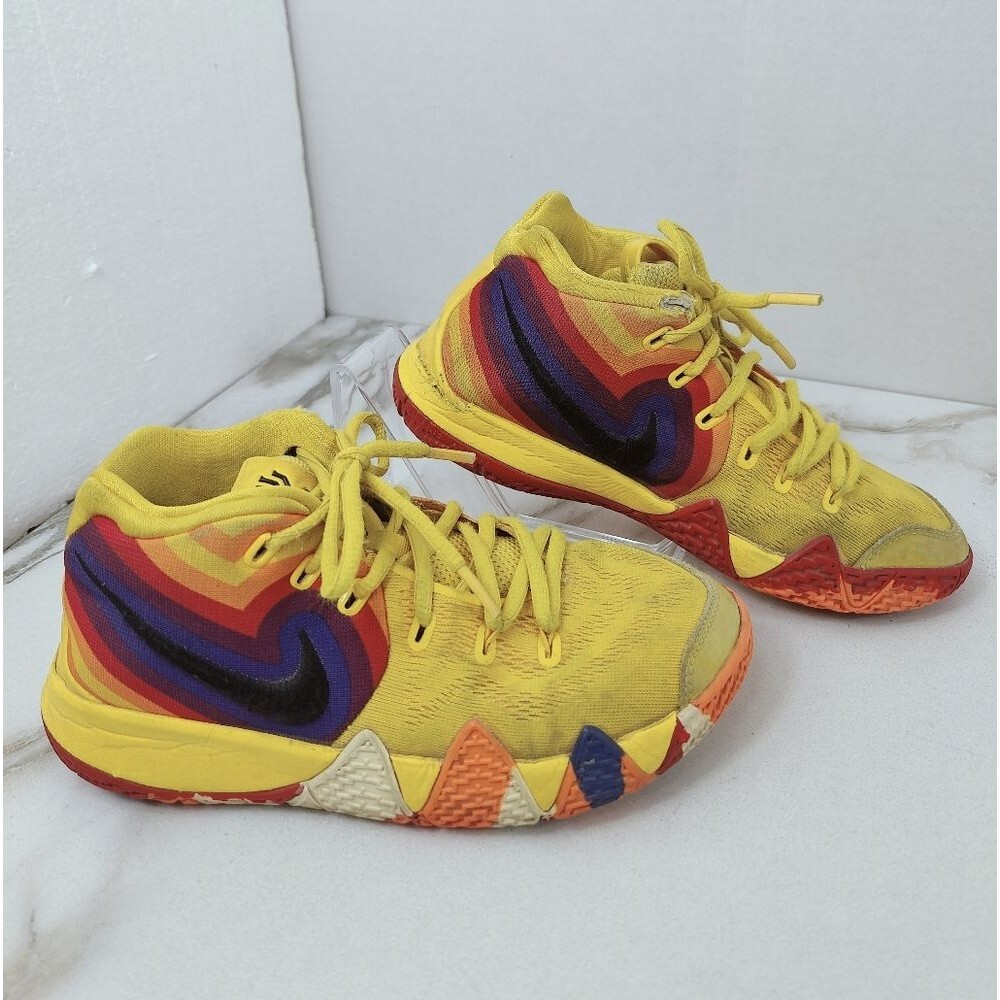 Nike Youth Boys' Kyrie 4 70s GS Yellow Basketball Shoes Athletic Sneakers, Sz 4Y